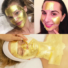 10Pcs Gold Foil Mask Sheet anti Aging Luxury Facial Gold Sheets Whitening Brightening Deep Moisturizing Anti-Wrinkle Face Mask
