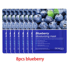 8Pcs Face Mask Natural Fruit Plant Moisturizing Oil-Control Blueberry Orange Strawberry Rose Facial Masks Skin Care Cosmetics