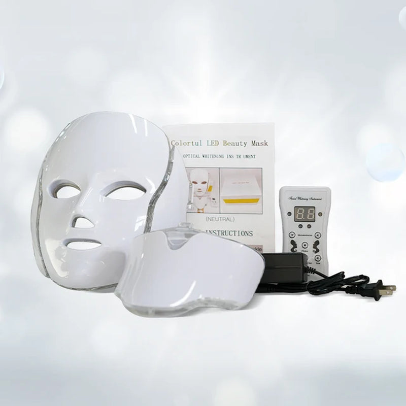 Masque De Rajeunissement Photonique À Spectre De 7 Couleurs, Technologie Coréenne, Masque De Beauté Infrarouge Pour Le Cou Et Le