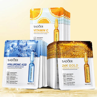 15Pcs 24K Gold Hyaluronic Acid Face Mask Facial Firming Moisturizing...