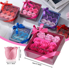 Bath Soap Boxes Rose Flower 9 Pcs Petals Valentine Essential Oil Rose Soap for Christmas Mother'S Day Anniversary Wedding Gift