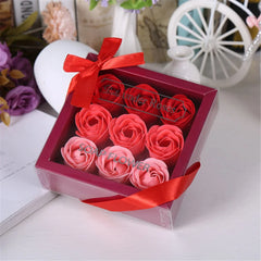 Bath Soap Boxes Rose Flower 9 Pcs Petals Valentine Essential Oil Rose Soap for Christmas Mother'S Day Anniversary Wedding Gift