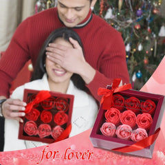 Bath Soap Boxes Rose Flower 9 Pcs Petals Valentine Essential Oil Rose Soap for Christmas Mother'S Day Anniversary Wedding Gift