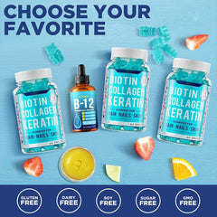 Bottle of Biotin for Gentle Hair, Vitamin, Gum, Candy, Mainaf, Brcorbody, Improves Skin, Hair, Nail Health, 1 Piece