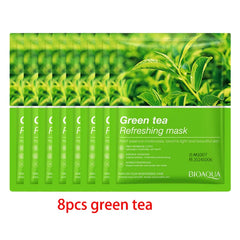 8Pcs Face Mask Natural Fruit Plant Moisturizing Oil-Control Blueberry Orange Strawberry Rose Facial Masks Skin Care Cosmetics