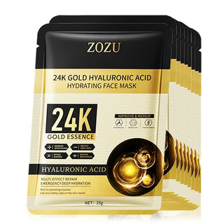 10Pcs 24K Golden Hyaluronic Acid Face Mask Facial Skincare Firming...