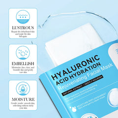 10Pcs  Hyaluronic Acid Face Mask Skincare Moisturizing Hydrating Firming Facial Masks Face Sheet Mask Skin Care